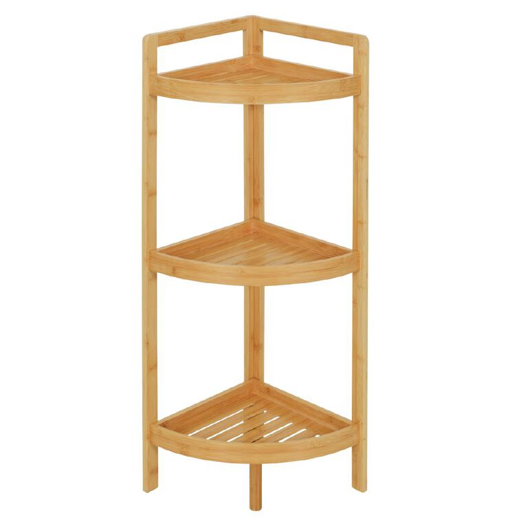 Living & Co Bamboo 3 Tier Corner Shelf, , hi-res