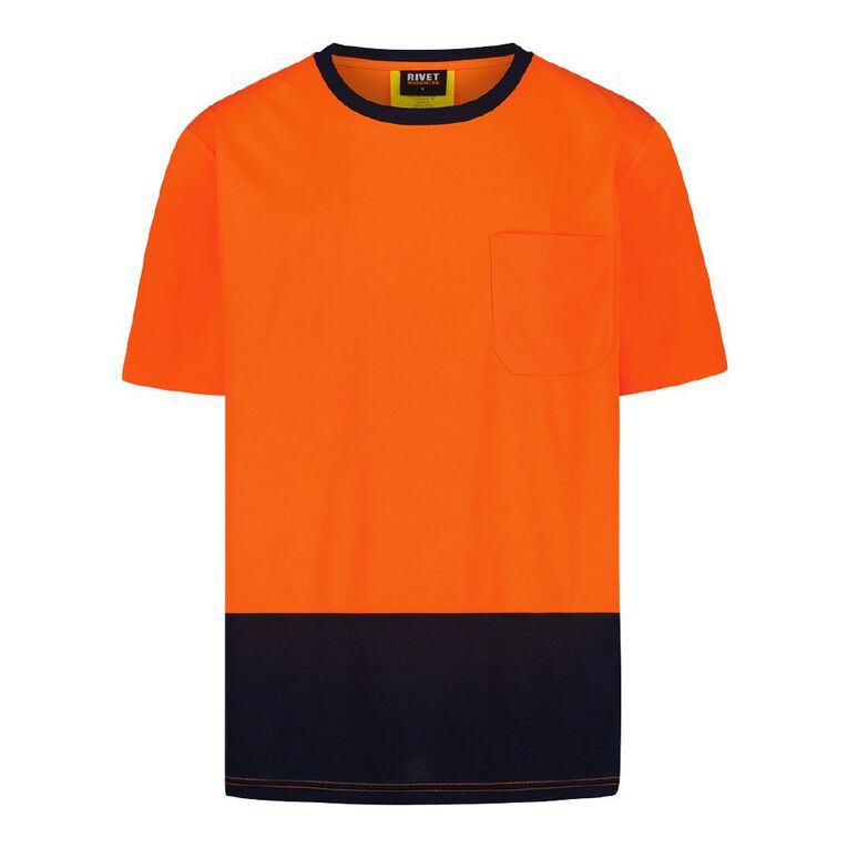Rivet Compliant Short Sleeve Fluoro Tee, Orange/Fluro, hi-res