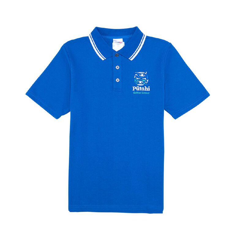 Schooltex Belfast School Short Sleeve Polo with Embroidery, Royal/White, hi-res