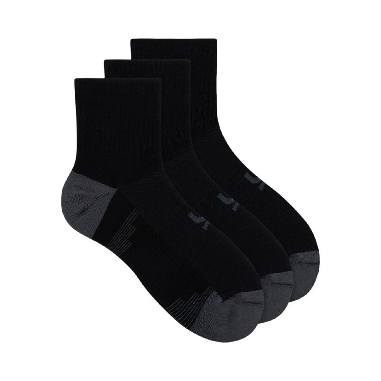 Underworks Bamboo Tech Quarter Crew 3 Pack, Black, hi-res
