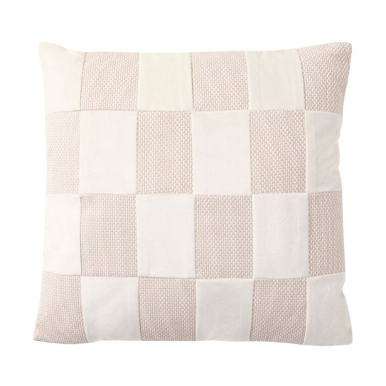 Living & Co Large Check Cushion White 45cm x 45cm, , hi-res