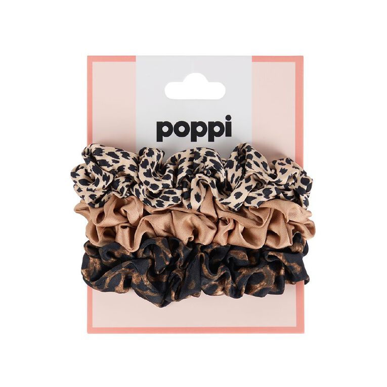 Poppi Mini Scrunchies Leopard 6 Pack, , hi-res