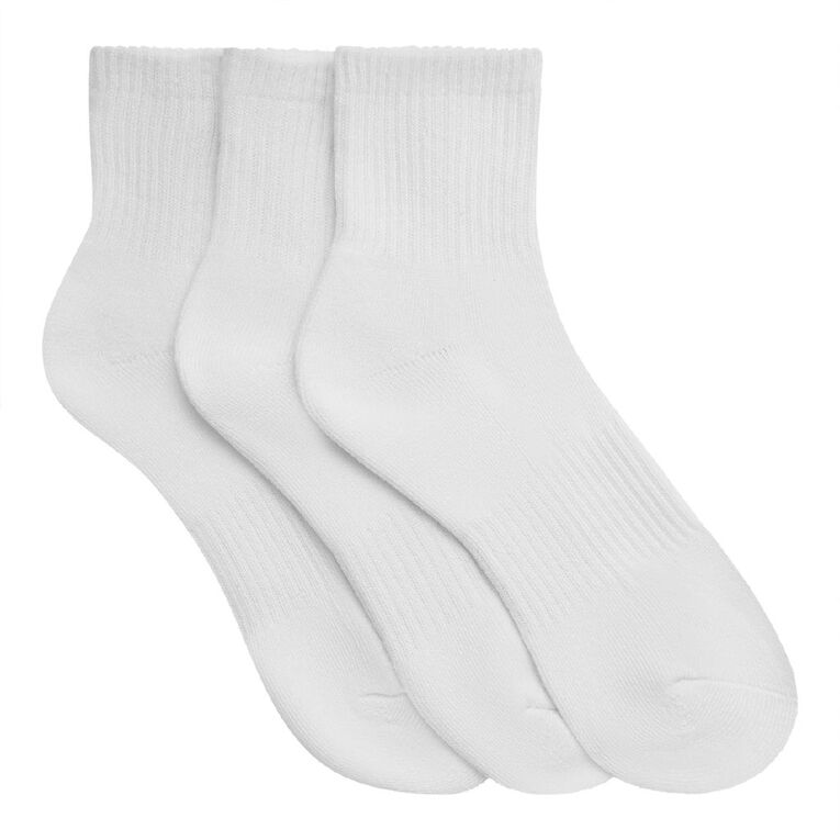 Active Intent Men's Cushioned Quarter Crew Socks 3 Pack, White, hi-res
