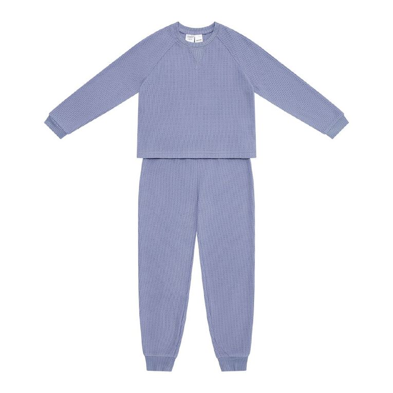 H&H Boys' Waffle Pyjama Set, Blue Mid, hi-res