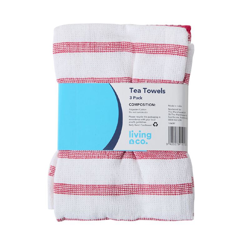 Living & Co Tea Towels 3 Pack Assorted, , hi-res