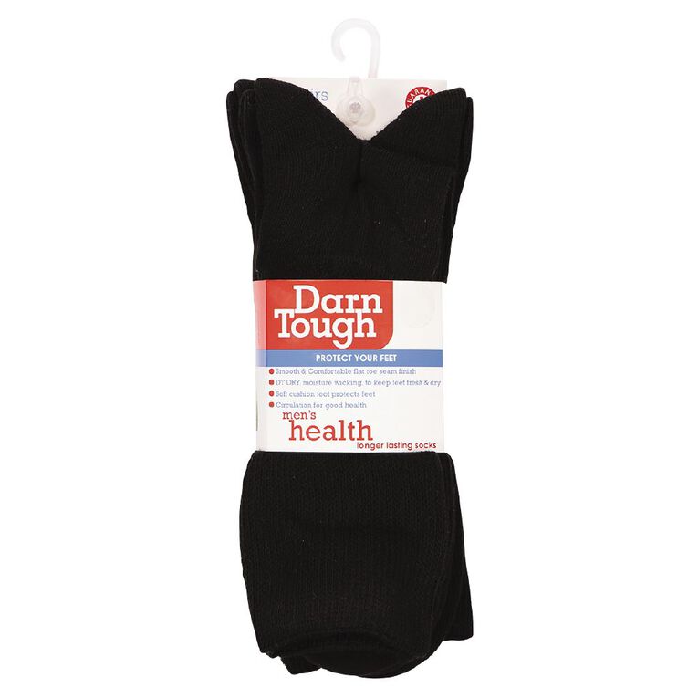 Darn Tough Men's Comfort Crew Health Socks 3 Pack, Black, hi-res