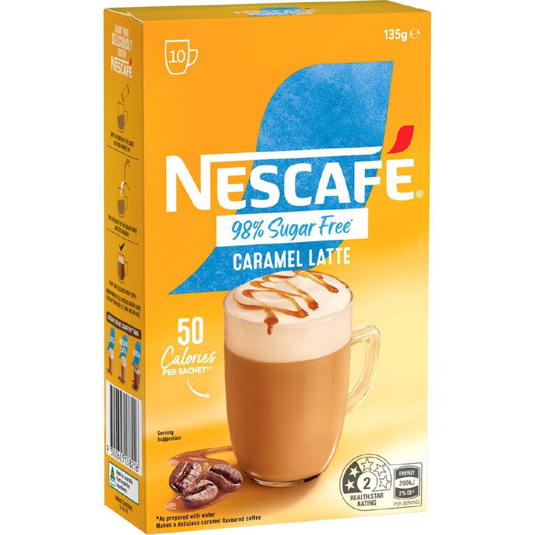 Nescafe 98% Sugar Free Caramel Latte 10 Pack, , hi-res