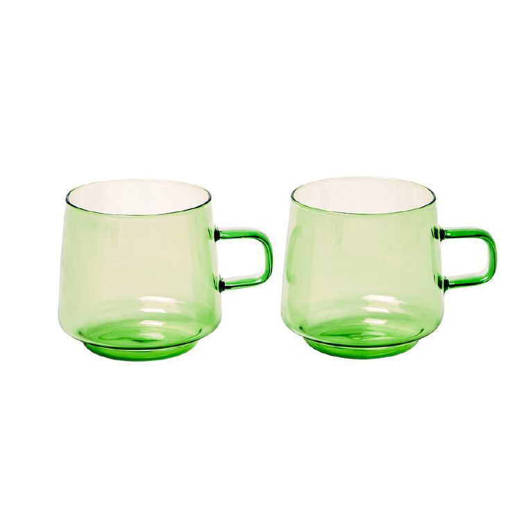 Living & Co Glass Mug Green 2 Pack, , hi-res