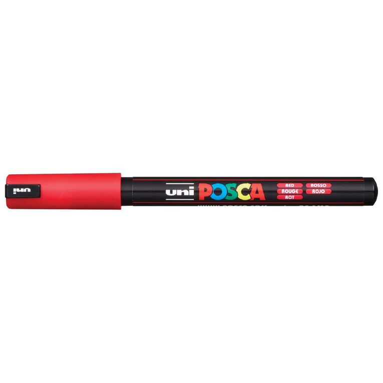 Uni Posca Marker 0.7mm Ultra-Fine Pin Tip Red, , hi-res