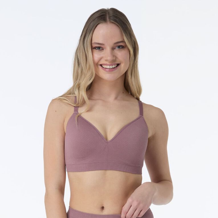 H&H Women's Waffle Moulded Bra, Purple Dark, hi-res