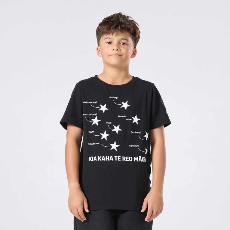 MLC Kids' Matariki Glow In The Dark Tee, Black, hi-res