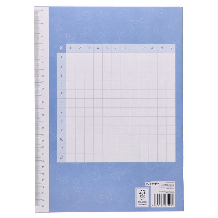 WS Maths 3 Toru 7mm Quad 32 Leaf with Margins Blue, , hi-res