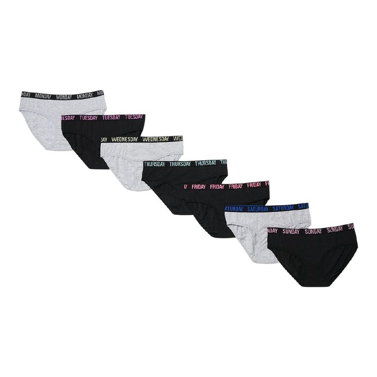 H&H Women's Weekday Bikini Briefs 7 Pack, Black Weekdays, hi-res