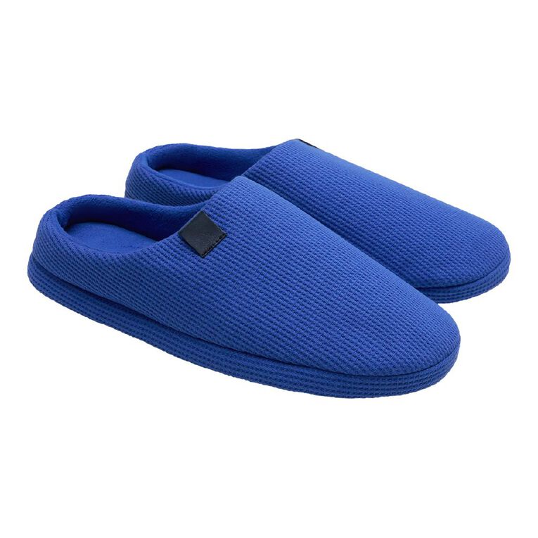 H&H Men's Waffle Scuff Slippers, Blue Dark, hi-res