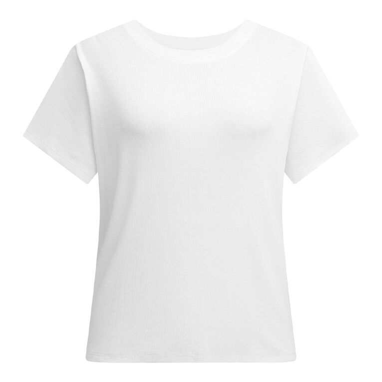 H&H Curve Women's Short Sleeve Baby Rib Tee, White, hi-res