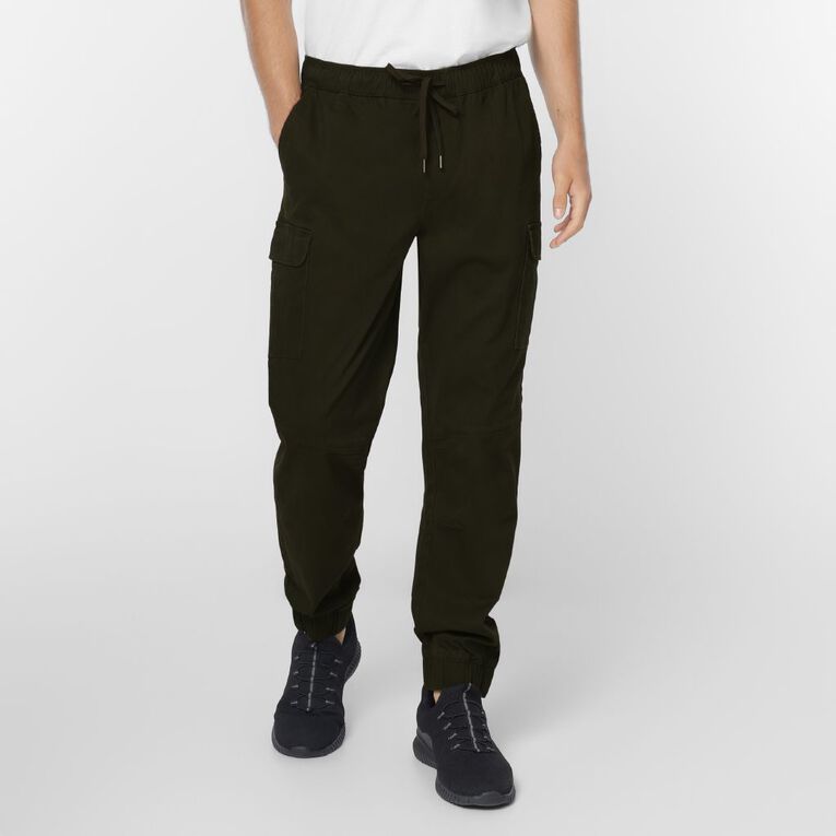 H&H Men's Elastic Waist Cargo Joggers, Green Dark, hi-res