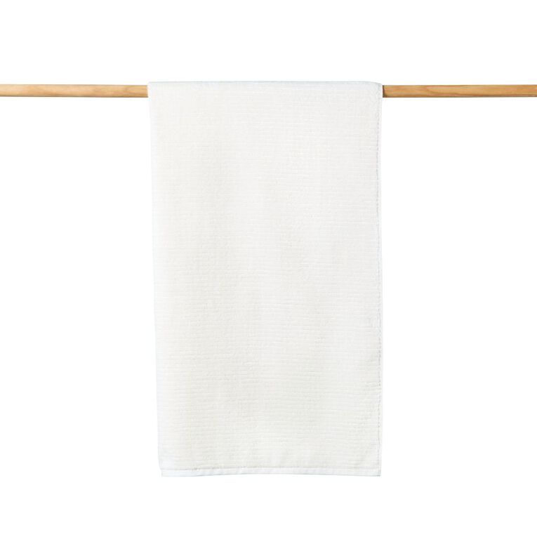 Living & Co Plush Ribbed Spa Towel Cream 90cm x 150cm, Cream, hi-res
