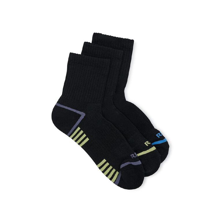 Rio Men's Active Mid Crew Socks 3 Pack, Black, hi-res