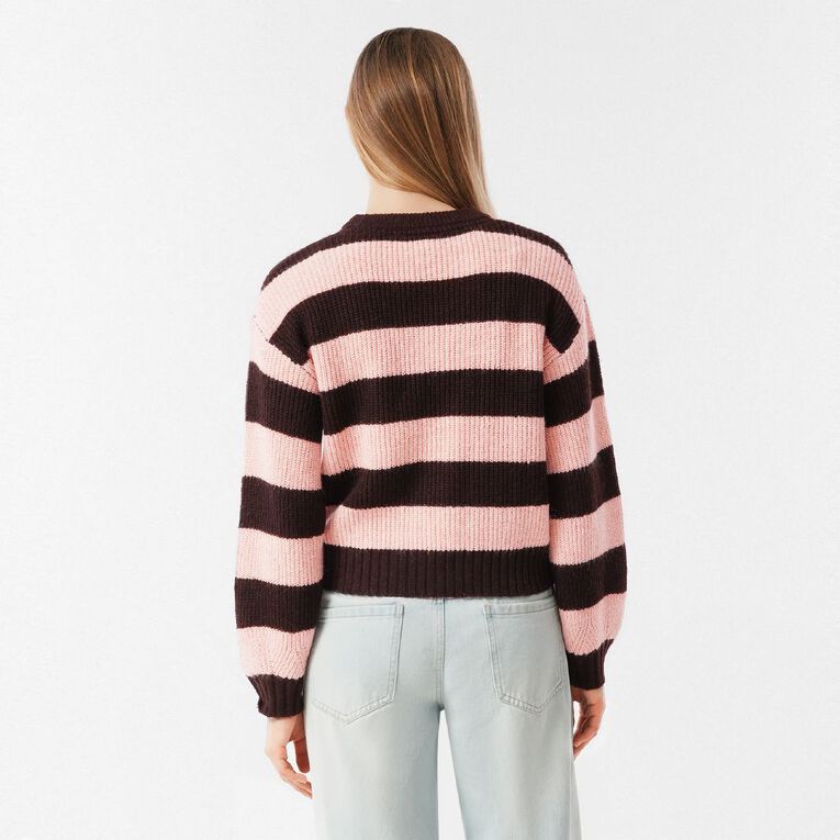 H&H Women's Billow Sleeve Crop Knit Jumper, Pink Mid, hi-res