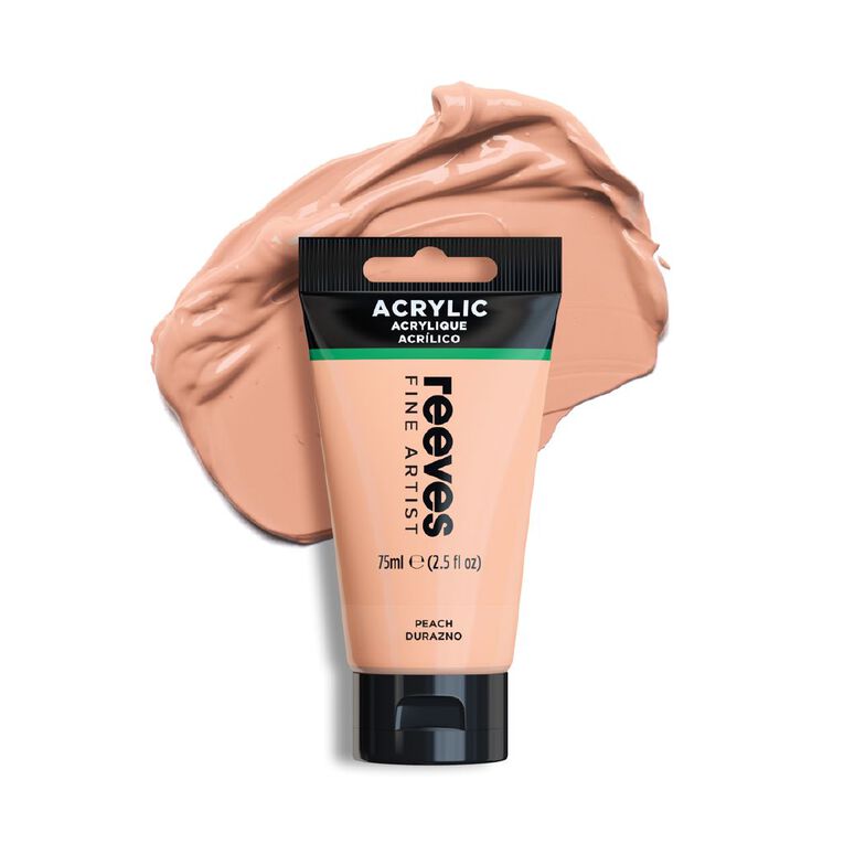 Reeves Fine Acrylic Paint Peach 75ml, , hi-res