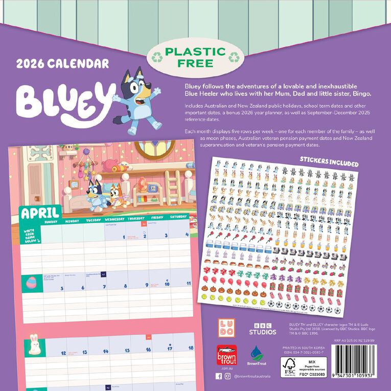 Bluey Family Planner 2026 Square, , hi-res