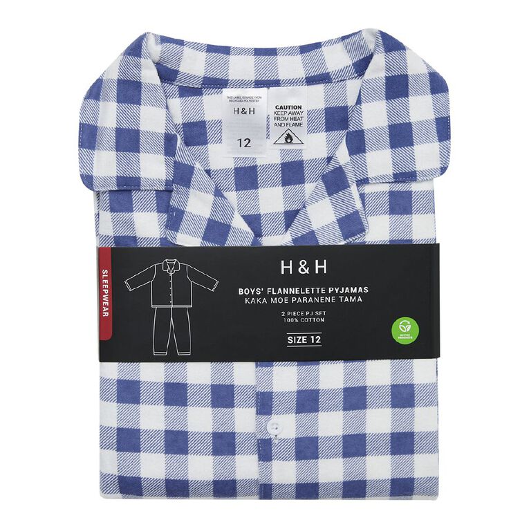 H&H Boys' Flanelette Pyjama Set, Blue Mid, hi-res