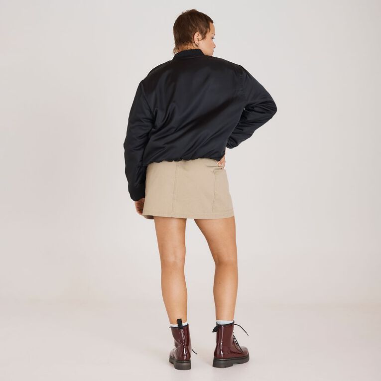 BRDRLESS Bindy Long Sleeve Balloon Bomber Jacket, Black, hi-res