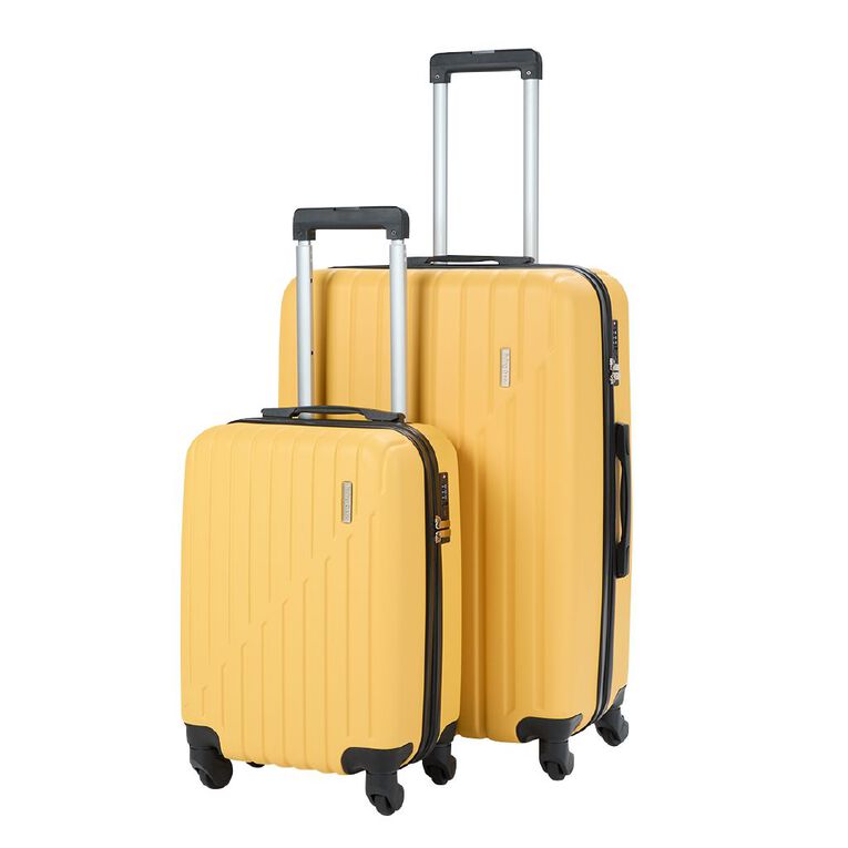 Living & Co Hard Textured Suitcases 2 Piece Set Misted Yellow, , hi-res