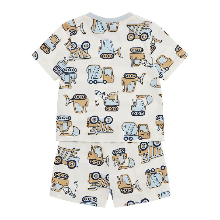 H&H Boys' Tee and Short Knit Pyjama Set, Cream, hi-res