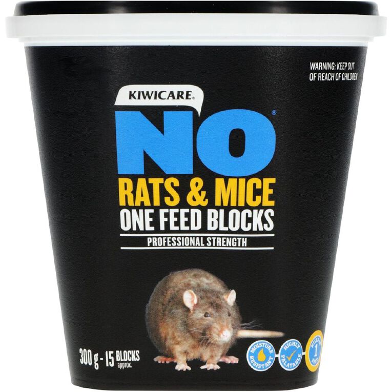 Kiwicare NO Rats & Mice One Feed Bait Blocks 300g, , hi-res