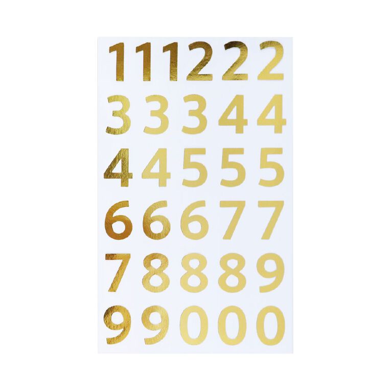 Uniti Numbers Foil Gold 1 Sheet, , hi-res