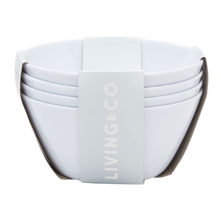 Living & Co Melamine Bowl Reusable White 4 Pack, , hi-res