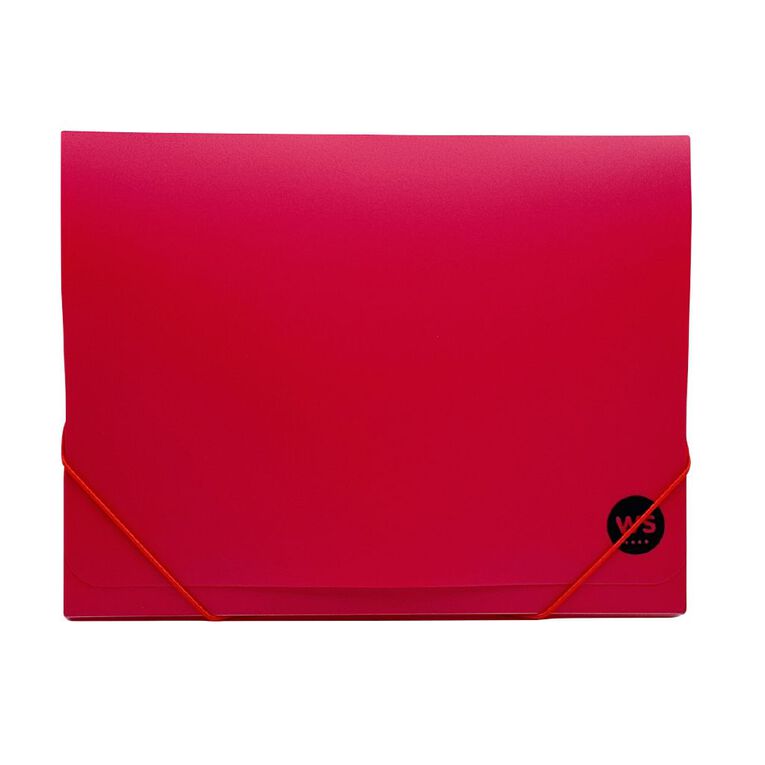 WS Document Wallet PP Elastic Closure Red A4, , hi-res