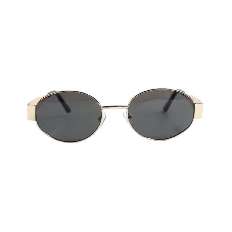 H&H Unisex Oval Metal Sunglasses Black, , hi-res