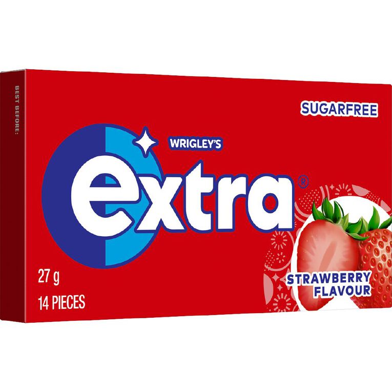 Extra Strawberry Chewing Gum Sugar Free 14 Piece 27g, , hi-res