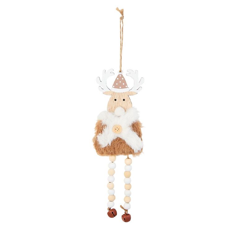Wonderland Wooden Reindeer Dangle Christmas Tree Decoration Assorted, , hi-res
