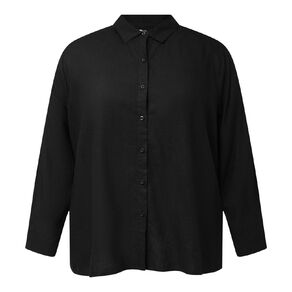 H&H Curve Women's Long Sleeve Linen Blend Shirt