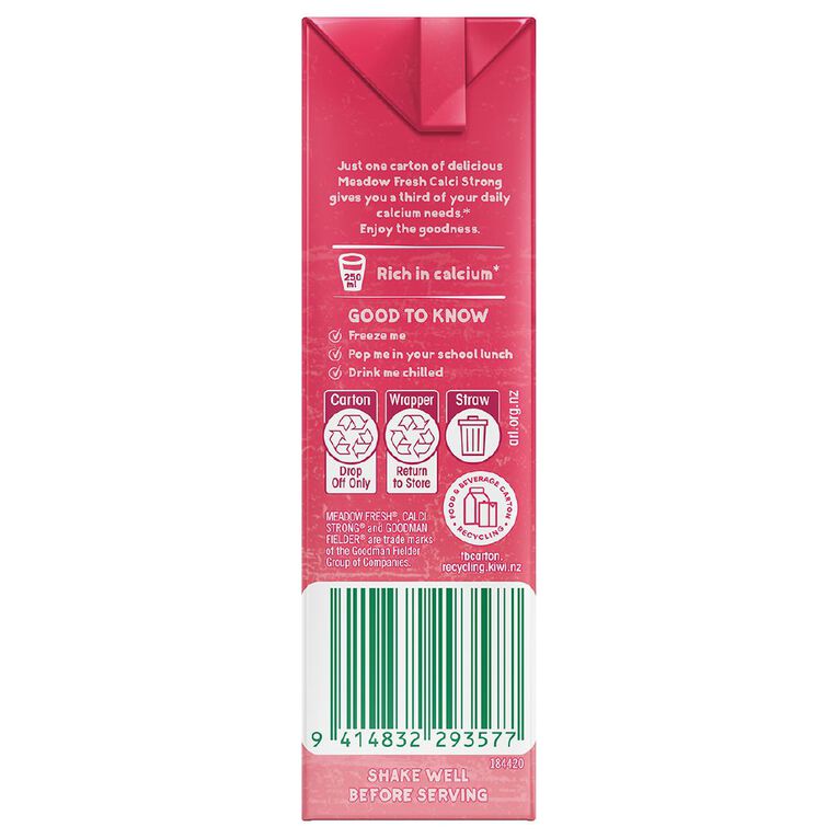 Meadow Fresh Calci Strong UHT Strawberry 250ml, , hi-res
