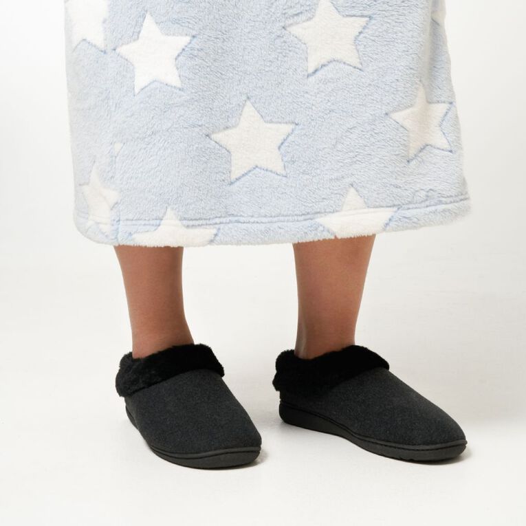 H&H Women's Recycled Memory Slippers, Charcoal/Marle, hi-res