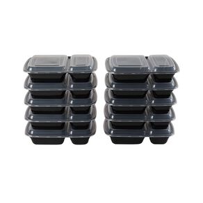 Living & Co 10 Pack Divided Meal Prep Black