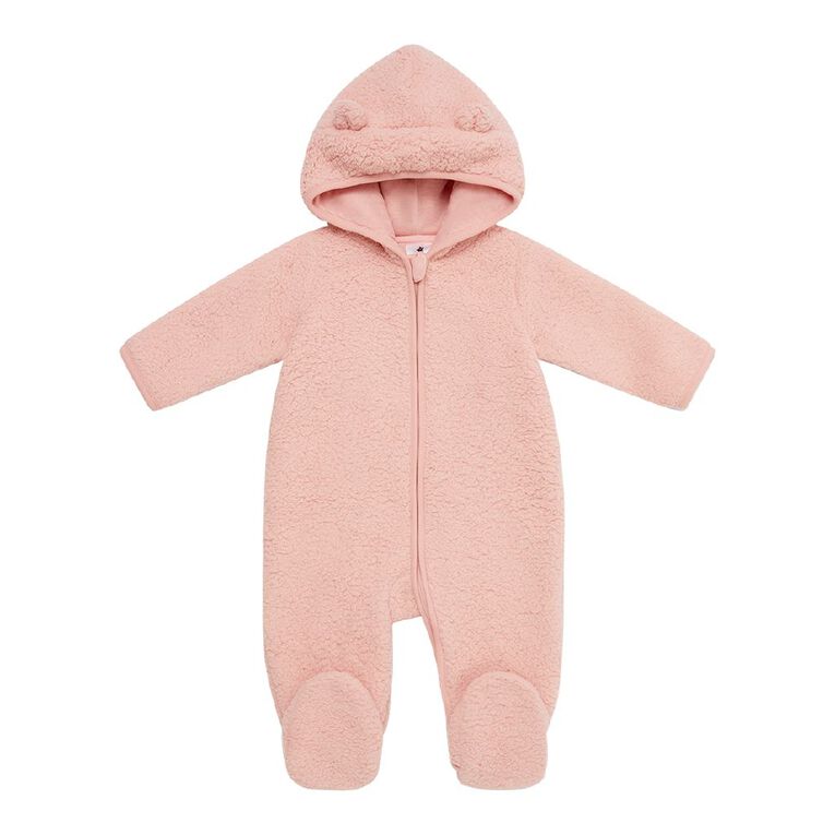 Young Original Babys' Sherpa Cosy Pramsuit, Pink Light, hi-res