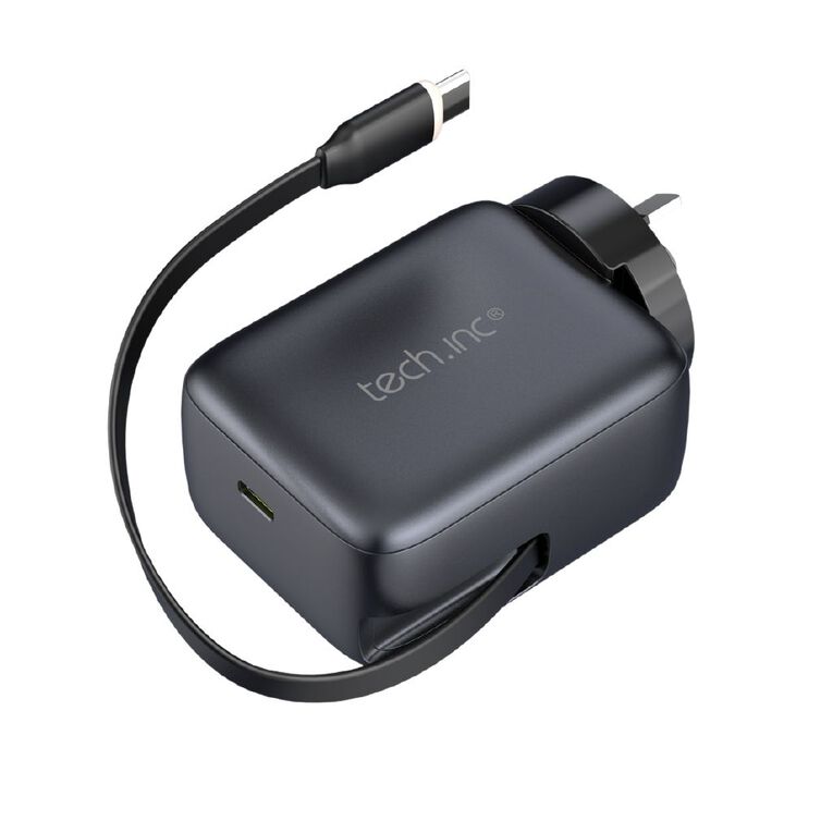 Tech.Inc 45W Wall Charger With Retractable Cable TIWAC45W, , hi-res