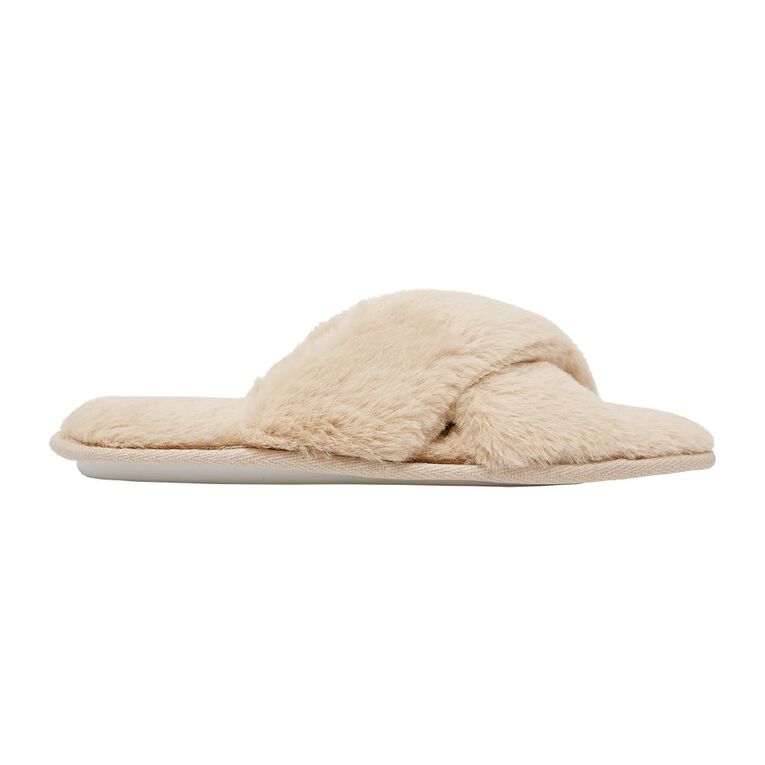 H&H Women's Crossover Slippers, Cream, hi-res
