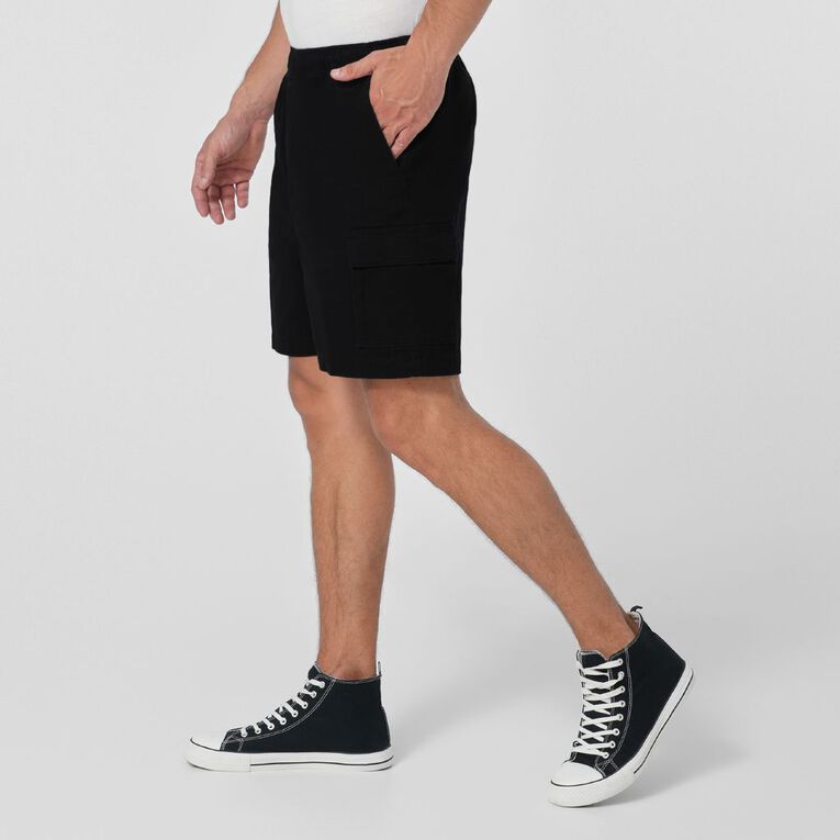 Rivet Bellow Pocket Shorts, Black, hi-res