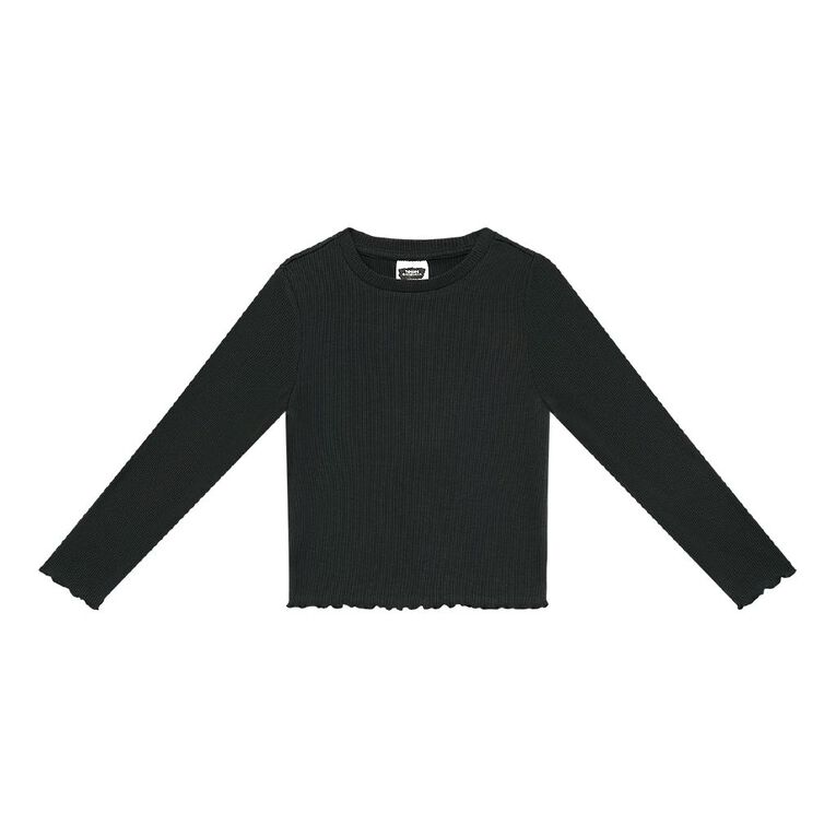 Young Original Long Sleeve Rib Top, Grey Dark, hi-res