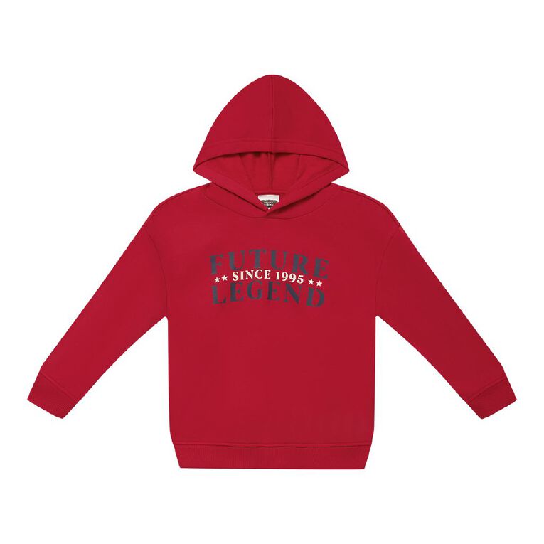Young Original Print Pullover Hoodie, Red Mid, hi-res