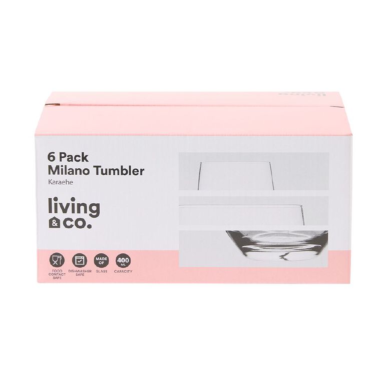 Living & Co Milano Tumbler Clear 6 Pack, , hi-res