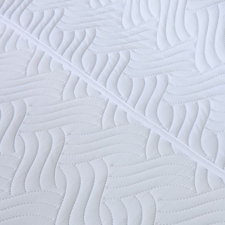 Living & Co 3 Piece Comforter Set Pinsonic Wave White Queen, White, hi-res