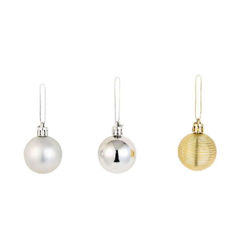 Wonderland Christmas Baubles 4cm Gold/Silver 30 Pack, , hi-res