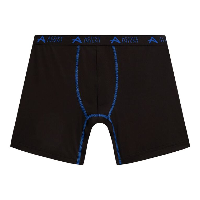 Active Intent Men's Performance Mesh Insert Regular Length Trunks, Black/Blue, hi-res